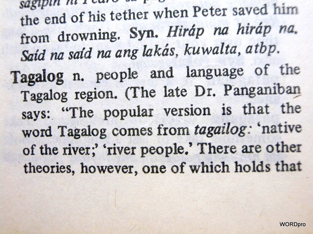 From Tagalog-English Dictionary by Leo James English C.Ss.R. published in 1986　「タガログ／英語辞典」